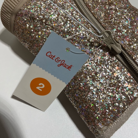 NEW Girls Gold and rose gold Glitter Boots with Faux Fur interior size 2 - Picture 11 of 11